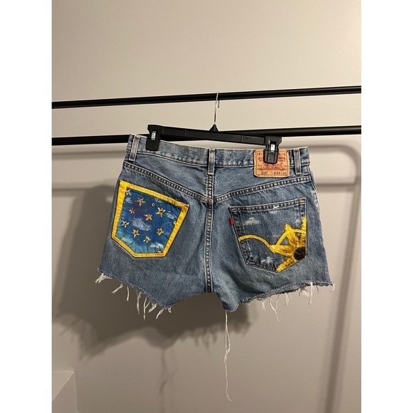 Levi's Pants - Levi Regular Fit 505 Sunflower Painted Cutoff Denim Jean Shorts W 33 L 30